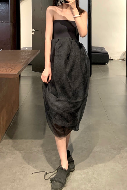 SWAYING/KNIT Rotating Pleated Flat Dress-Organza SW201LS20 PS17